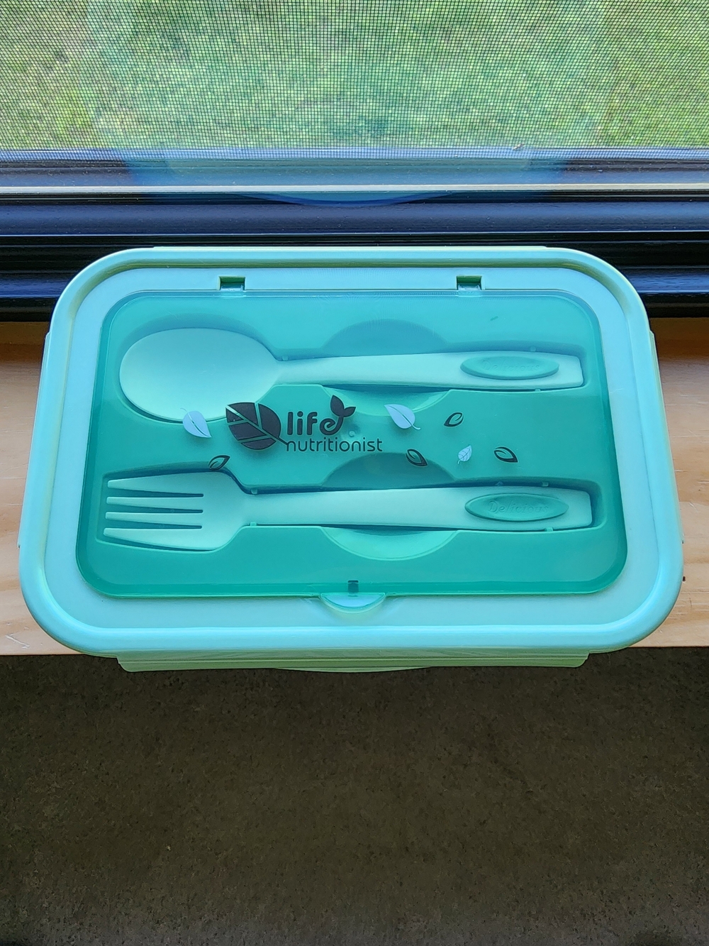 Bento Box Teal Food Storage Container with Utensils